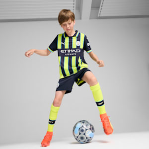 キッズ マンチェスター シティFC 2024-25 アウェイ レプリカ 半袖 ユニフォーム 116-164cm, New Navy-Yellow Glow, extralarge-JPN