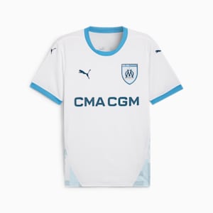 Olympique de Marseille 24/25 Men's Replica Home Soccer Jersey, PUMA White-Bleu Azur, extralarge