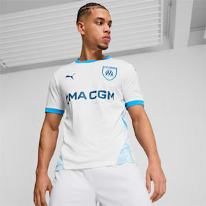 Camiseta local Olympique de Marseille 24/25 para hombre, PUMA White-Bleu Azur, extralarge