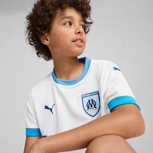 Jersey juvenil Olympique de Marseille Home 24/25, PUMA White-Bleu Azur, extralarge