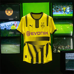 Borussia Dortmund 24/5 Cup Big Kids' Replica Soccer Jersey, Faster Yellow-PUMA Black, extralarge