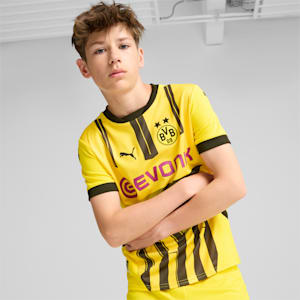 Borussia Dortmund 24/5 Cup Big Kids' Replica Soccer Jersey, Faster Yellow-PUMA Black, extralarge