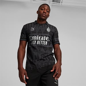 AC MILAN x PLEASURES Men's Authentic Soccer Jersey, PUMA Black-Asphalt, extralarge