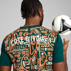 Ivory Coast 2025 Men's Pre-Match Soccer Jersey, Dark Myrtle-Rickie Orange, extralarge
