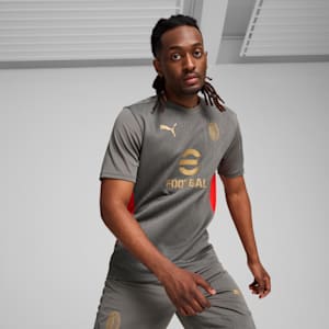 Playera de entrenamiento AC Milan para hombre, Flat Medium Gray-For All Time Red, extralarge