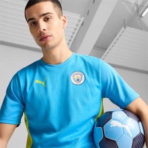 Manchester City Training Men's Slim Fit Football Jersey, Magic Blue-Yellow Glow, extralarge-IND