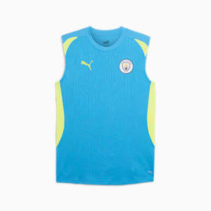 Manchester City Sleeveless Training Men's Slim Fit Football Jersey, Magic Blue-Yellow Glow, extralarge-IND