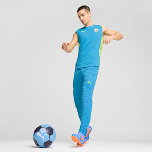 Manchester City Sleeveless Training Men's Slim Fit Football Jersey, Magic Blue-Yellow Glow, extralarge-IND