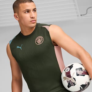 Manchester City Sleeveless Training Men's Slim Fit Football Jersey, Myrtle-Bold Blue, extralarge-IND