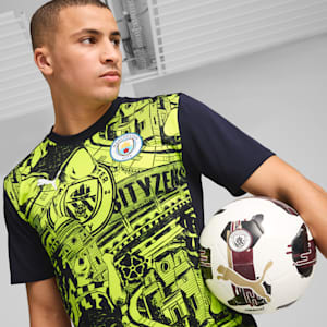 Manchester City Pre-Match Men's Short Sleeve Jersey, Yellow Glow-Magic Blue, extralarge-IND