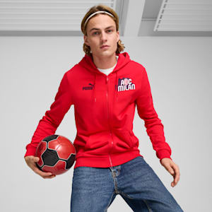 AC Milan ftblCULTURE Men's Full-Zip Hoodie, For All Time Red-PUMA Black, extralarge