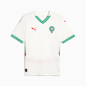 Morocco 2025 Men's Away Replica Soccer Jersey, PUMA White-Fast Green-PUMA Red, extralarge