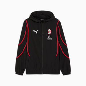 Campera pre-partido con capucha AC Milan para hombre, PUMA Black-For All Time Red, extralarge