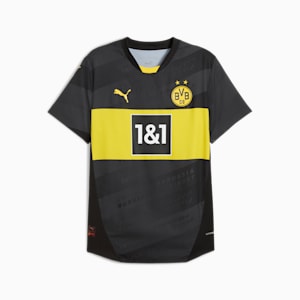 Borussia Dortmund 24/25 Men's Authentic Away Soccer Jersey, PUMA Black-Faster Yellow, extralarge