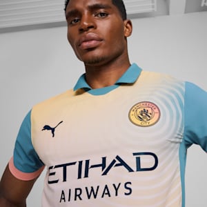 Camiseta de fútbol de visitante auténtica Manchester City 24/25 para hombre, Rosebay-Bold Blue, extralarge