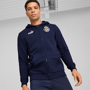 C.D. Guadalajara ftblCULTURE Men's Hooded Sweat Jacket, PUMA Navy-PUMA White, extralarge