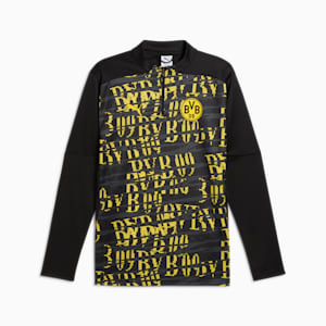 Borussia Dortmund Men's Pre-Match Quarter-Zip Top, PUMA Black-Faster Yellow, extralarge