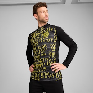 Borussia Dortmund Men's Pre-Match Quarter-Zip Top, PUMA Black-Faster Yellow, extralarge