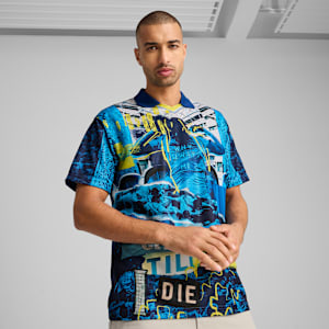 Playera Manchester City ftblNRGY + Retro para hombre, Bright Aqua-Blazing Blue, extralarge