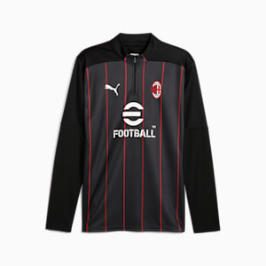 メンズ ACミラン プレマッチ クォータージップ トップ, PUMA Black-For All Time Red, extralarge-JPN