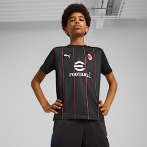 キッズ ACミラン プレマッチ 半袖 シャツ 116-164cm, PUMA Black-For All Time Red, extralarge-JPN