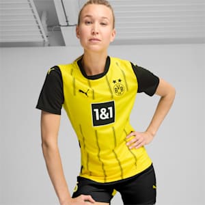 Borussia Dortmund 24/25 Women's Replica Home Soccer Jersey, Printed Puma text at left chest, extralarge