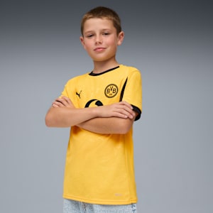 Borussia Dortmund 25/26 Replica Cup Big Kids' Soccer Jersey, Yellow Sizzle-PUMA Black, extralarge