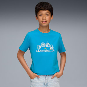 Olympique de Marseille FtblCulture Tee Youth, Bleu Azur-PUMA White, large