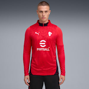 メンズ 2025-26 ACミラン トレーニング クォータージップ トップ, For All Time Red-PUMA Black, extralarge-JPN