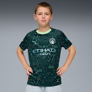 Manchester City 25/26 Fourth Replica Big Kids' Soccer Jersey, Green Terrain, extralarge