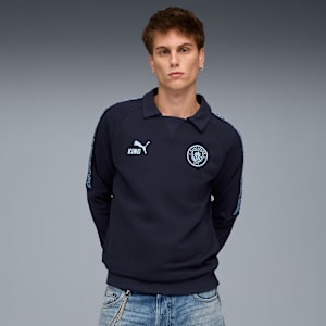 メンズ マンチェスターシティ FC キング ドリル トップ, Deep Navy-Team Light Blue, extralarge-JPN
