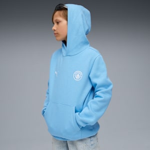 Manchester City FtblEssentials Hoodie Big Kids, Team Light Blue-PUMA White, extralarge
