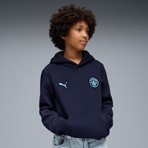 Manchester City FtblEssentials Hoodie Big Kids, PUMA Navy-Team Light Blue, extralarge