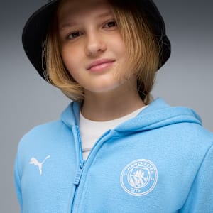 Manchester City FtblEssentials Hooded Jacket Big Kids, Team Light Blue-PUMA White, extralarge