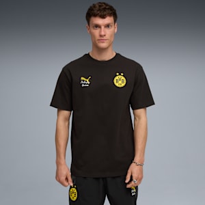 PUMA x KIDSUPER Men’s Relaxed Fit Graphic T-shirt, PUMA Black-Faster Yellow, extralarge-IND