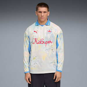メンズ PUMA x KIDSUPER STUDIOS RBザルツブルク レトロ 長袖 シャツ, Frosted Ivory-PUMA Red, extralarge-JPN