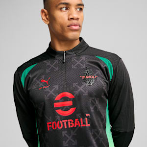 AC MILAN x OFF-WHITE™ Men's Pre-Match Quarter-Zip Top, PUMA Black-For All Time Red, extralarge