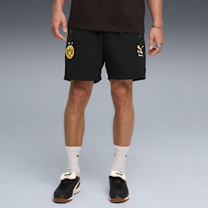PUMA x KIDSUPER Men's Regular Fit Travel Shorts, PUMA Black-Faster Yellow, extralarge-IND