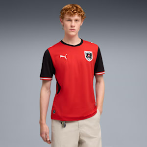 Austria Home Men's Soccer Jersey, PUMA Red-PUMA Black, extralarge