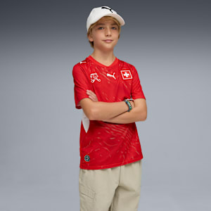 Switzerland Home Big Kids' Soccer Jersey, PUMA Red-PUMA White, extralarge