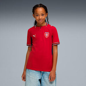 Czechia Home Big Kids' Soccer Jersey, Dark Cherry-PUMA Navy, extralarge