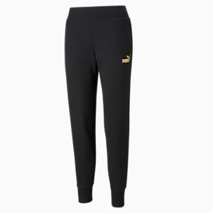Essential+ Metallic Regular Fit Knitted Women's Pants, Puma Black-Gold