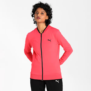 Reversible Full-Zip Slim Fit Women's Sweatshirt, Puma Black-Paradise Pink, extralarge-IND