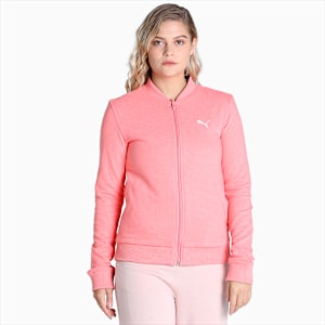 Reversible Full-Zip Slim Fit Women's Sweatshirt, Carnation Pink, extralarge-IND