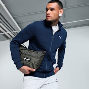 Zippered Full-Zip Men's Slim Fit Jacket, Club Navy, extralarge-IND