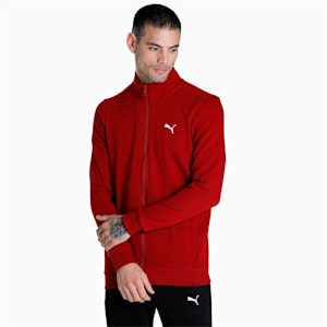 Zippered Full-Zip Men's Slim Fit Jacket, Intense Red, extralarge-IND