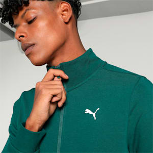 Zippered Full-Zip Men's Slim Fit Jacket, Malachite, extralarge-IND