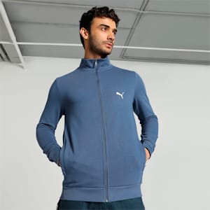 Zippered Full-Zip Men's Slim Fit Jacket, Inky Blue, extralarge-IND