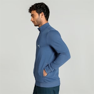 Zippered Full-Zip Men's Slim Fit Jacket, Inky Blue, extralarge-IND
