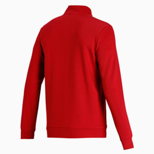 Zippered Full-Zip Men's Slim Fit Polo Jacket, Intense Red, extralarge-IND